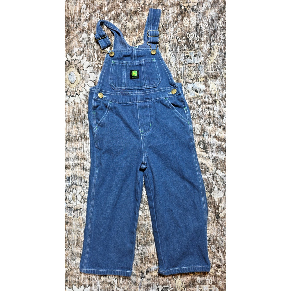 John Deere Kids Denim Bib Overalls 4T Adjustable Straps Unisex Farm Playwear